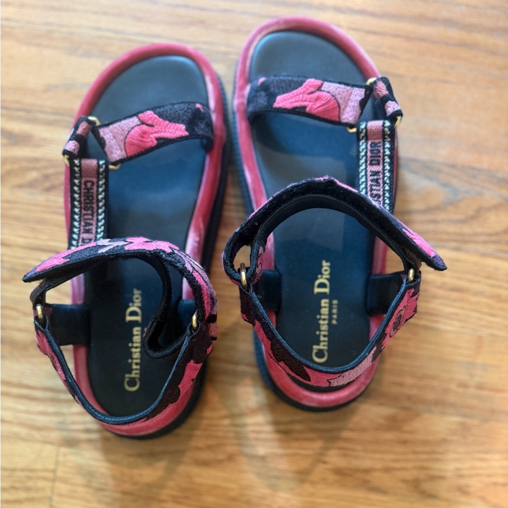 Dior Pink and Black Sandals